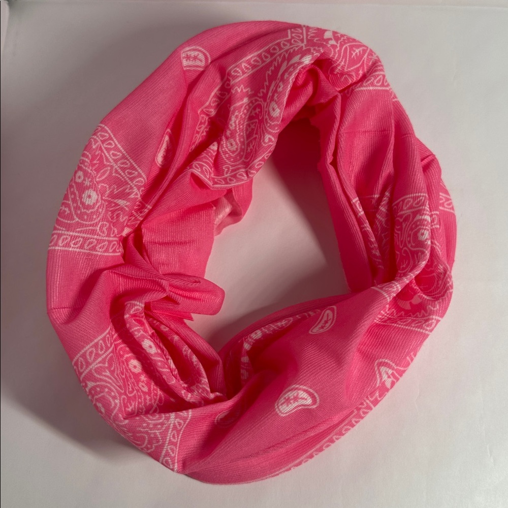 Wide Pink Bandana Pattern Headband - #2050